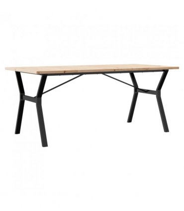 vidaXL Dining Table Y-Frame 180x90x75.5 cm Solid Wood Pine and Steel — Size: 180 x 90 x 75.5 cm, Model: y shape