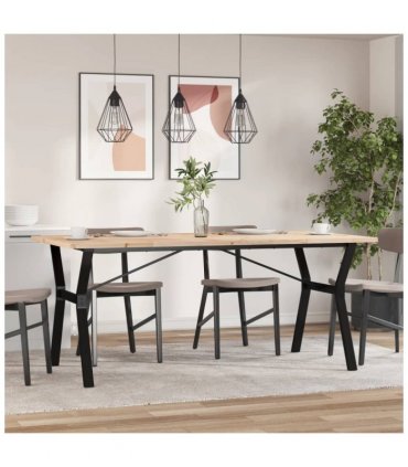 vidaXL Dining Table Y-Frame 180x90x75.5 cm Solid Wood Pine and Steel — Size: 180 x 90 x 75.5 cm, Model: y shape
