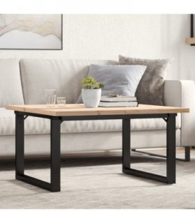 vidaXL Coffee Table O-Frame 80x80x45.5 cm Solid Wood Pine and Steel — Size: 80 x 80 x 45.5 cm, Model: o shape