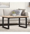 vidaXL Coffee Table O-Frame 80x80x45.5 cm Solid Wood Pine and Steel — Size: 80 x 80 x 45.5 cm, Model: o shape