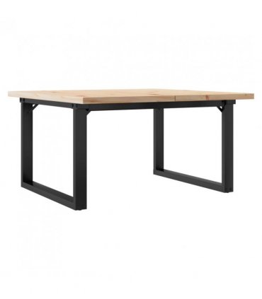 vidaXL Coffee Table O-Frame 80x80x45.5 cm Solid Wood Pine and Steel — Size: 80 x 80 x 45.5 cm, Model: o shape