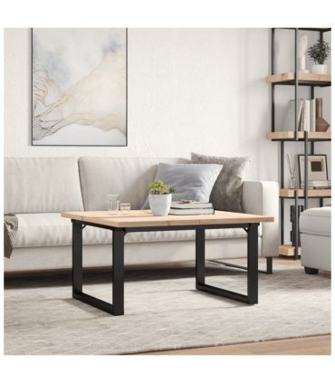 vidaXL Coffee Table O-Frame 80x80x45.5 cm Solid Wood Pine and Steel — Size: 80 x 80 x 45.5 cm, Model: o shape