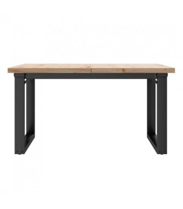 vidaXL Coffee Table O-Frame 80x80x45.5 cm Solid Wood Pine and Steel — Size: 80 x 80 x 45.5 cm, Model: o shape