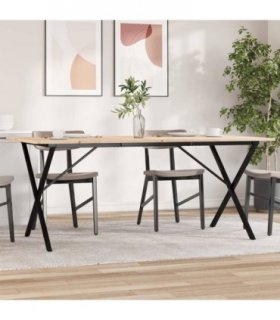 vidaXL Dining Table X-Frame 180x90x75 cm Solid Wood Pine and Steel — Size: 180 x 90 x 75 cm, Model: x shape