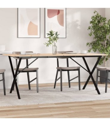 vidaXL Dining Table X-Frame 180x90x75 cm Solid Wood Pine and Steel — Size: 180 x 90 x 75 cm, Model: x shape