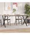 vidaXL Dining Table X-Frame 180x90x75 cm Solid Wood Pine and Steel — Size: 180 x 90 x 75 cm, Model: x shape