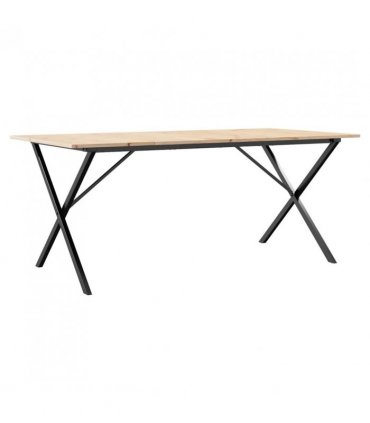 vidaXL Dining Table X-Frame 180x90x75 cm Solid Wood Pine and Steel — Size: 180 x 90 x 75 cm, Model: x shape