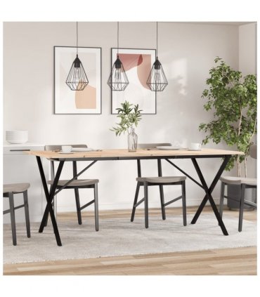 vidaXL Dining Table X-Frame 180x90x75 cm Solid Wood Pine and Steel — Size: 180 x 90 x 75 cm, Model: x shape