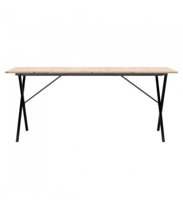 vidaXL Dining Table X-Frame 180x90x75 cm Solid Wood Pine and Steel — Size: 180 x 90 x 75 cm, Model: x shape