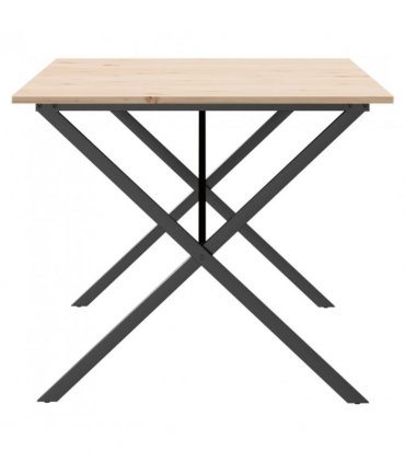 vidaXL Dining Table X-Frame 180x90x75 cm Solid Wood Pine and Steel — Size: 180 x 90 x 75 cm, Model: x shape