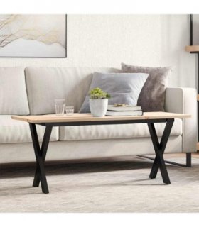 vidaXL Coffee Table X-Frame 110x40x45 cm Solid Wood Pine and Steel — Size: 110 x 40 x 45 cm, Model: x shape
