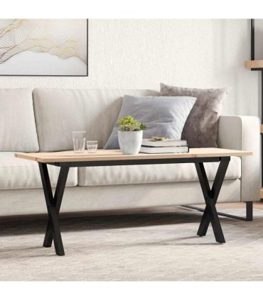 vidaXL Coffee Table X-Frame 110x40x45 cm Solid Wood Pine and Steel — Size: 110 x 40 x 45 cm, Model: x shape