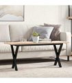 vidaXL Coffee Table X-Frame 110x40x45 cm Solid Wood Pine and Steel — Size: 110 x 40 x 45 cm, Model: x shape