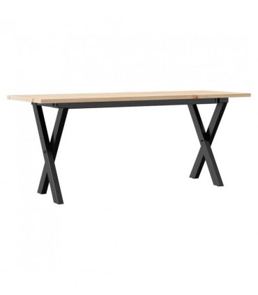 vidaXL Coffee Table X-Frame 110x40x45 cm Solid Wood Pine and Steel — Size: 110 x 40 x 45 cm, Model: x shape