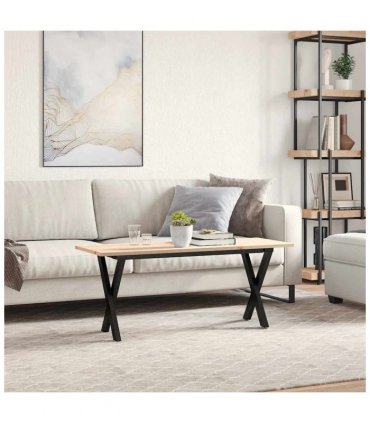 vidaXL Coffee Table X-Frame 110x40x45 cm Solid Wood Pine and Steel — Size: 110 x 40 x 45 cm, Model: x shape