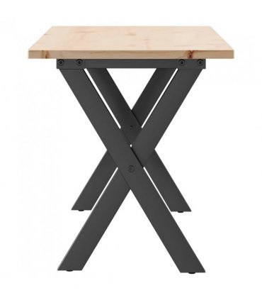vidaXL Coffee Table X-Frame 110x40x45 cm Solid Wood Pine and Steel — Size: 110 x 40 x 45 cm, Model: x shape