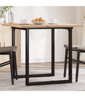 vidaXL Dining Table O-Frame 80x80x75.5 cm Solid Wood Pine and Steel — Size: 80 x 80 x 75.5 cm, Model: o shape