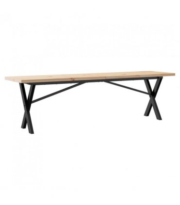 vidaXL Coffee Table X-Frame 160x40x45.5 cm Solid Wood Pine and Steel — Size: 160 x 40 x 45.5 cm, Model: x shape