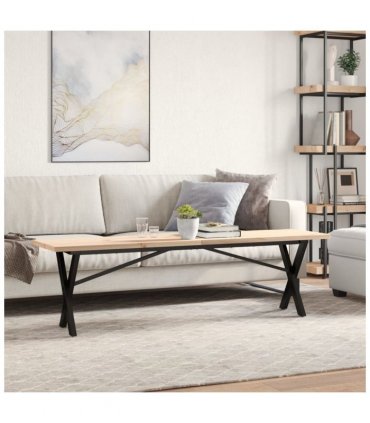 vidaXL Coffee Table X-Frame 160x40x45.5 cm Solid Wood Pine and Steel — Size: 160 x 40 x 45.5 cm, Model: x shape