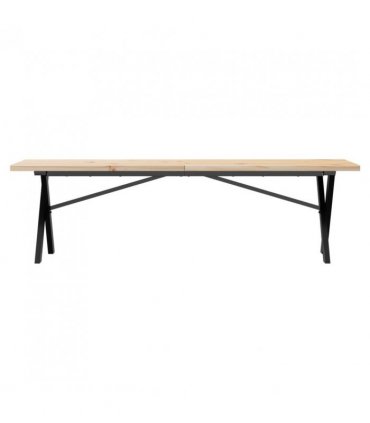 vidaXL Coffee Table X-Frame 160x40x45.5 cm Solid Wood Pine and Steel — Size: 160 x 40 x 45.5 cm, Model: x shape