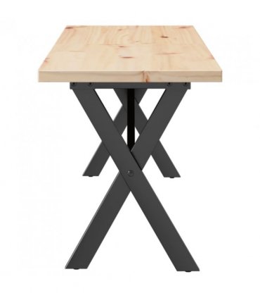 vidaXL Coffee Table X-Frame 160x40x45.5 cm Solid Wood Pine and Steel — Size: 160 x 40 x 45.5 cm, Model: x shape