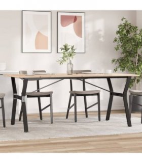 vidaXL Dining Table Y-Frame 180x90x75 cm Solid Wood Pine and Steel — Size: 180 x 90 x 75 cm, Model: y shape