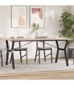 vidaXL Dining Table Y-Frame 180x90x75 cm Solid Wood Pine and Steel — Size: 180 x 90 x 75 cm, Model: y shape