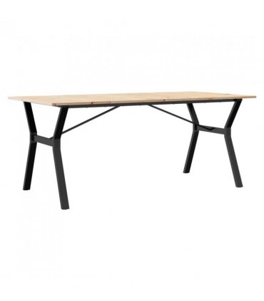 vidaXL Dining Table Y-Frame 180x90x75 cm Solid Wood Pine and Steel — Size: 180 x 90 x 75 cm, Model: y shape