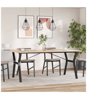 vidaXL Dining Table Y-Frame 180x90x75 cm Solid Wood Pine and Steel — Size: 180 x 90 x 75 cm, Model: y shape