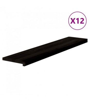 vidaXL Stair Treads 12 pcs Brown Black 120x30x2 cm Solid Wood Oak — Size: 120 x 30 x 2 cm