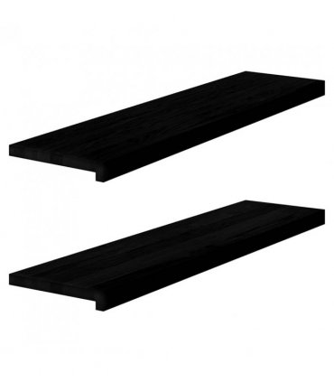 vidaXL Stair Treads 2 pcs Brown Black 100x25x2 cm Solid Wood Oak — Size: 100 x 25 x 2 cm