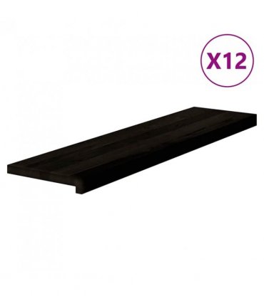 vidaXL Stair Treads 12 pcs Brown Black 100x30x2 cm Solid Wood Oak — Size: 100 x 30 x 2 cm