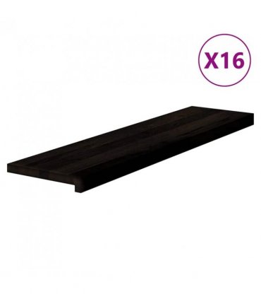 vidaXL Stair Treads 16 pcs Brown Black 100x30x2 cm Solid Wood Oak — Size: 100 x 30 x 2 cm