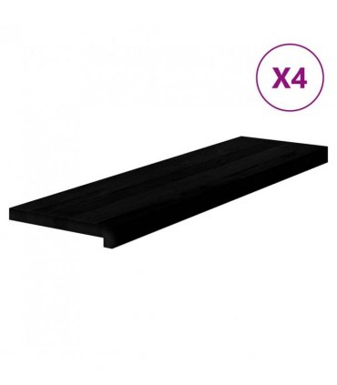 vidaXL Stair Treads 4 pcs Brown Black 90x25x2 cm Solid Wood Oak — Size: 90 x 25 x 2 cm