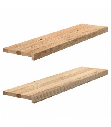 vidaXL Stair Treads 2 pcs Untreated 100x25x2 cm Solid Wood Oak — Colour: natural, Size: 100 x 25 x 2 cm