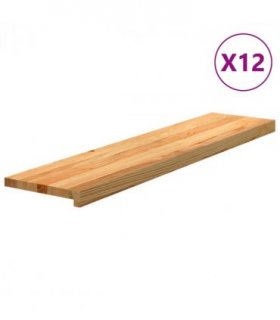 vidaXL Stair Treads 12 pcs Light Brown 110x25x2 cm Solid Wood Oak — Size: 110 x 25 x 2 cm