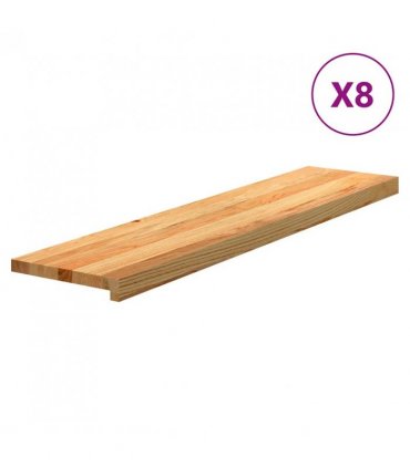 vidaXL Stair Treads 8 pcs Light Brown 110x25x2 cm Solid Wood Oak — Size: 110 x 25 x 2 cm