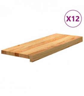 vidaXL Stair Treads 12 pcs Light Brown 70x30x2 cm Solid Wood Oak — Size: 70 x 30 x 2 cm