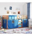 vidaXL Bunk Bed without Mattress Blue 90x200 cm Solid Wood Pine — Colour: brown and blue, Size: 90 x 200 cm