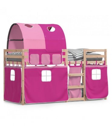 vidaXL Bunk Bed without Mattress Pink 90x200 cm Solid Wood Pine — Size: 90 x 200 cm