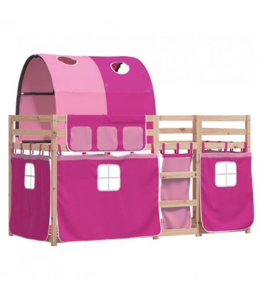 vidaXL Bunk Bed without Mattress Pink 90x200 cm Solid Wood Pine — Size: 90 x 200 cm