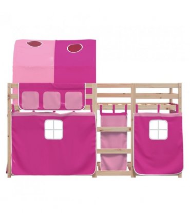 vidaXL Bunk Bed without Mattress Pink 90x200 cm Solid Wood Pine — Size: 90 x 200 cm