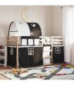 vidaXL Bunk Bed without Mattress White&Black 90x200 cm Solid Wood Pine — Size: 90 x 200 cm — V0672119367