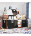 vidaXL Bunk Bed without Mattress White&Black 90x200 cm Solid Wood Pin — Colour: brown and black, Size: 90 x 200 cm — V0672119387