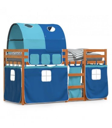 vidaXL Bunk Bed without Mattress Blue 90x200 cm Solid Wood Pine — Colour: brown and blue, Size: 90 x 200 cm — V0672119394