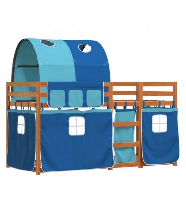 vidaXL Bunk Bed without Mattress Blue 90x200 cm Solid Wood Pine — Colour: brown and blue, Size: 90 x 200 cm — V0672119394