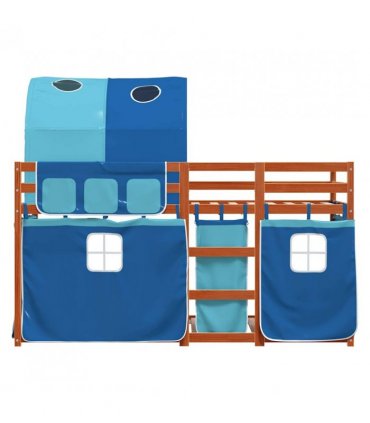 vidaXL Bunk Bed without Mattress Blue 90x200 cm Solid Wood Pine — Colour: brown and blue, Size: 90 x 200 cm — V0672119394