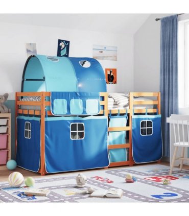 vidaXL Bunk Bed without Mattress Blue 90x190 cm Single Solid Wood Pine — Colour: brown and blue, Size: 90 x 190 cm — V0672119396