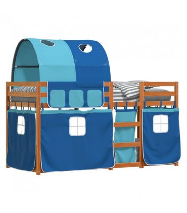 vidaXL Bunk Bed without Mattress Blue 90x190 cm Single Solid Wood Pine — Colour: brown and blue, Size: 90 x 190 cm — V0672119396