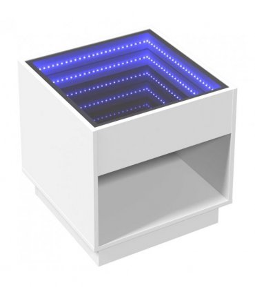 vidaXL Bedside Table with Infinity LED White 50x50x50 cm — Size: 50 x 50 x 50 cm
